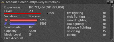 Signature for player Arcasus Sorcer